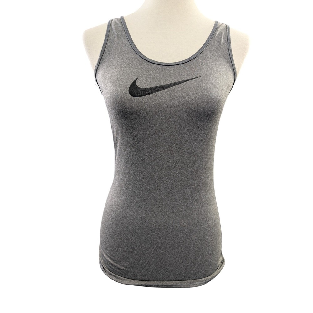 Nike Pro Tank Top Womens S Gray Racerback Dri Fit Active Workout Gym Training